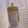 Luxus Meerjungfrau Hochzeit Kleid für Frauen 2023 Braut Scoop Perlen Kristall Brautkleider Arabisch Dubai Vestidos De Noiva