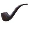 Трубы для курительных труб чистого дерева, изогнутая, ручная полированная труба, старомодный сухой пакет табака, черное сандаловое дерево