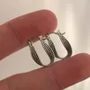 Brincos agulha de prata 925 vintage punk para mulheres criativas enroladas geométricas feitas à mão para festas acessórios de joias Eh694