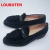 Black Long Plush Genuine Leather Loafers Luxury Men Casual Shoes Slip On Mens Flats Party And Banquet Shoes
