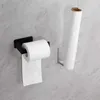 Neuer Toilettenpapierhalter aus Edelstahl, selbstklebend im Badezimmer, Seidenpapierhalter, schwarze Oberfläche, einfache Installation, keine Schraube