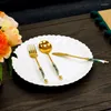 Conjunto de talheres de aço inoxidável 304 dourado faca e garfo conjunto de colher luz de luxo cerâmica cabo longo utensílios de mesa moda casa talheres