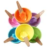 Ciotole 6Pcs Ciotola per gelato Set Cucchiaio per gelato di colore diverso Ciotola per stoviglie Set Ciotola per cartoni animati per bambini creativi 230625