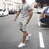 Survêtements pour hommes été Sik soie impression tendance rue mode décontracté Slim Shorts ensemble coton à manches courtes t-shirt 2 pièces ensembles 230625