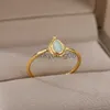 Bandringe Weiße Farbe Opal Ringe Für Frauen Damen Edelstahl Gold Fingerring Paar Ehering Vintage Ästhetik Schmuck Geschenk x0625