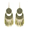 Kwiaty dekoracyjne 2PCS Bohemian Fashion Kolczyki narodowy styl retro cygańskie krople etniczne Tassel Big dla kobiet