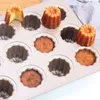 Formas de cozimento CHEFMADE Cannele 12 em 1 xícaras Forma de bolo de aço carbono Forma antiaderente Canele Formas de cupcake de muffin francês