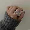 Band Ringen Nieuwe Glanzende Pentagram Ster Paar Ring Voor Mannen Vrouwen Verstelbare Vinger Ring Sieraden Voor Egirls Onregelmatige Vintage Y2k Accessoires x0625