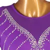 Robe de concours de danse de salon violet grande balançoire avec strass valse Costumes sociaux de Rumba robe de bal