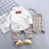 Korean Style Children's Clothes Boys' Spring Wear Plaid Suit Set Three Piece Set Kids Spring Autumn Suit Baby Boy Clothing L230625