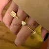 Band Rings New Style Cupid Heart Arrow Rings For Women Adjustable Two Finger Ring Zircon Charm Jewelry Wedding Couple Gifts BFF x0625