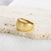 Trouwringen ZMFashion Groothandel Sieraden Textuur Brede Ring PVD Verguld Roestvrij Staal Voor Vrouwen Meisje Waterdicht Mode Verloving