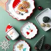 Servis uppsättningar jul snögubbe keramiskt bordsartiklar kreativa retro tallrik västerländsk biffplattor hushåll rätter par mugg underglasyr hantverk