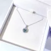 Strängar Strings S925 Silver Blue Green Necklace For Women Passed Diamond Test Super Shiny 1 Pendant Jewelry Birthday Present 230625