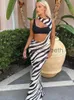 Casual Jurken Zomer Zebra Print Slanke Jurken voor Vrouwen Strand Stijl Vintage Mouwloze Vestido Enkellange Backless Bodycon Strapless Kleding J230625