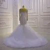 Luxus Meerjungfrau Hochzeit Kleid für Frauen 2023 Braut Scoop Perlen Kristall Brautkleider Arabisch Dubai Vestidos De Noiva