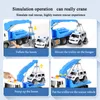 Diecast Model car Children'S Large Simulation Flatbed Rescue Trailer Toy Transporter Crane Engineering Team Boy Car Jouet éducatif Cadeau d'anniversaire 230621