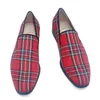 Nytt mode skotska tyg pläd loafers män casual skor hög kvalitet sommarskor mens lägenheter fest och bankettskor