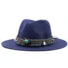 Femmes Fedora paille soleil chapeaux été Vintage large bord papier plage chapeau hommes Cowboy Panama casquette pour carnaval tourisme crème solaire chapeau