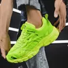 Womens Mens Casual Clunky Sneakers Blue Green Orange Running Shoes Fashion Trainers Neon Green Light Blue