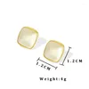 Stud Earrings Vintage Golden Color Square Opal For Women Daily Jewelry Cute Exquisite Geometric Rhombus Small Fashion