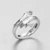 Band Rings New Romantic Love Hug Carved Hand Rings Creative Love Forever Opening Finger Adjustable Hand Ring For Women Men Fashion Jewelry x0625