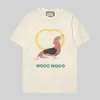 TシャツメンデザイナーTシャツ半袖ラウンドネックコットンカラフルレター漫画動物像印刷女性Tシャツ汎用性のあるルーズマンTシャツ服