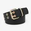 Belts Fashion Women's Punk Chain Strap Adjustable Black Double Single-hole Eye Ring Metal Buckle Leather Men's Pant Waist Jeans