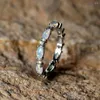 Wedding Rings Luxury Bride Small Oval Stone Blue White Fire Opal Ring Silver Color Zircon Lover Bands Stacking For Women Jewelry