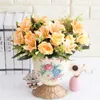 Dekorativa blommor Rose Lily Artificial Silk for Bride Bouquet Home Living Room Christmas Fake Wedding Decoration Diy Arrangement