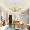 Lustres modernes en métal doré Led éclairage salon tiges acryliques pendentif lustre lumières chambre luminaires suspendus