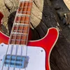 5-delad hals genom kropp Cherry Sunburst 4 String Electric Bass Guitar Justerbar bro tillgänglig Checkerboardbindning