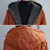 Женские траншеи Coats Casual Cotton's Women's Long Pat Retro Plus Velvet Lose Lose Winter Jacket Этническая мода теплый парк размер XL