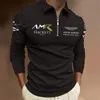 Sport Men's Polos Polo de Manga Larga Hombre Aston Martin Camiseta Transpirable Para Deportes Al Aire Libre Color Blanco Y Negro Formul 230