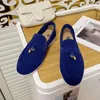 Erkekler sıradan ayakkabılar loro piana düz alçak üst düzey erkek kadınlar yürüyüş ayakkabıları süet lp loafers siyah bej kırmızı klasik toka yuvarlak ayak spor ayakkabılar kauçuk taban daireleri boyut 35-45