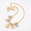 Necklace Earrings Set Style High Quality Ltaly 750 Gold 3color Jewelry For Women African Beads Jewlery Fashion Earring