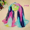 Scarves 16 Stitching Color Rose Greenish Lily Flower Fashion Lady Chiffon Scarf Pashmina Silk Feeling All Season Match Wholesale