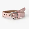 Belts Children Faux Leather Belt Kids Cute Peach Heart Buckle For Girls Solid PU Waistband Love Eyelet Grommet Waist