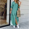 Casual Jurken Casual Lange Shirt Jurk Herfst Vrouwen Lange Mouw Maxi Jurken Laides Turn-down Kraag Kantoor Jurken Losse Zonnejurk Robe Longue J230625