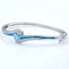 Urok bransolety jlb-022 design zwięzły styl srebrny niebieski ogień opal bransoletki piękna cyrkon biżuteria mody dla kobiet prezent na całość