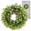 Dekoratif çiçekler bahar çelenk ön kapı mor lale leylak ortanca renkli yaz ev dekorasyon kolye festivali
