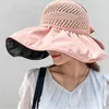 Cappelli a tesa larga Estate Donna Cappello a secchiello Protezione UV Cappelli da sole a tesa larga da spiaggia Cappellini vuoti Cappellini a coda di cavallo Fiocchi Ragazze da donna Cappellini PanamaBlocco solare HKD230625