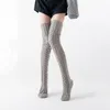 Meias femininas meias altas extralongas de malha de lã grossas e altas para meninas inverno
