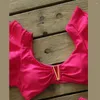 Maillot de bain femme rose solide noeud papillon RubblyV cou Sexy soutien-gorge Bikini mode deux pièces ensemble taille haute 2023 Triangle Micro maillot de bain