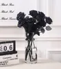 10 PCS Roses Noires Fleurs Artificielles Tige Unique Faux Fleurs De Soie Bouquet De Mariage De Mariée Réaliste Flore Flora pour La Maison Jardin Fête Halloween Décorations