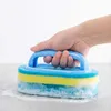 Nouvelle cuisine éponge lingette avec poignée brosse de nettoyage salle de bain carrelage verre nettoyage éponge épaississement élimination des taches brosse propre