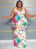 カジュアルドレスソモプラスサイズのマキシドレスノースリーブvネック夏のエレガントな新しい女性のためのファッションドレス卸売ドロップシッピング2023 x0625