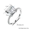2023 Luxury Jewelry Wedding Rings Pure 100% 925 Sterling Silver Princess Cut White Topaz Cz Diamond Gemstones Party Women Engagement Band Ring Gift