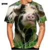 Camisetas femininas 2023 camisetas de verão novidade animal porco estampa 3d camiseta engraçada casual top respirável e confortável camiseta masculina