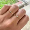 Bandringe Kleine dünne zierliche kleine Fingerringe für Frauen Goldfarbe Zirkonia Hochzeit Verlobung Braut Fingerring Schmuck Modeschmuck R246 x0625